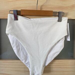 White Textured Bikini Bottoms